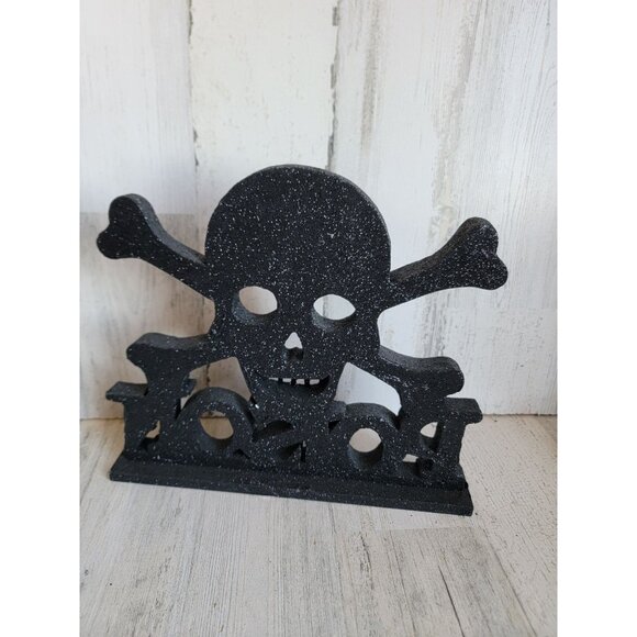 Glitter standing skull bones‎ poison black Halloween home decor - Picture 6 of 7